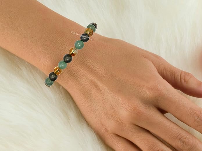 Natural Healing Crystal Bracelet for Women - Mens Bracelet Energy Balancing Gemstones Set - Adjustable Stone Bead Bracelet for Men and Women - Chakra Crystal Therapy Accessory, Meditation