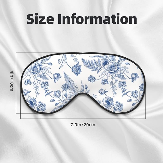 Vintage Blue Floral Peony Sleeping Eye Mask Eye Mask for Sleeping Soft Comfort Eye Shade Blackout Eye Cover for Deep Rest Travel Nap Meditation