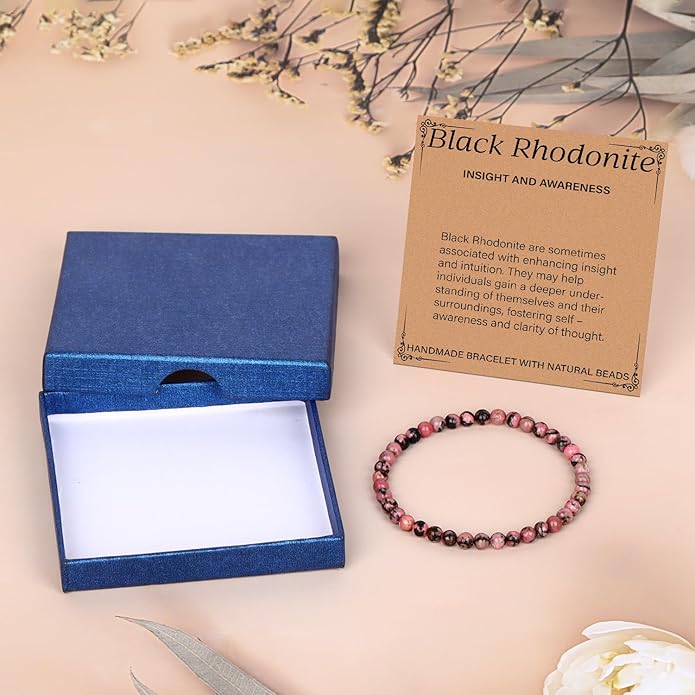 LPBeads Handmade Natural Gemstone Stretch Elastic Bracelet Healing Crystal Round Stone Beads Jewelry Gifts for Women Men