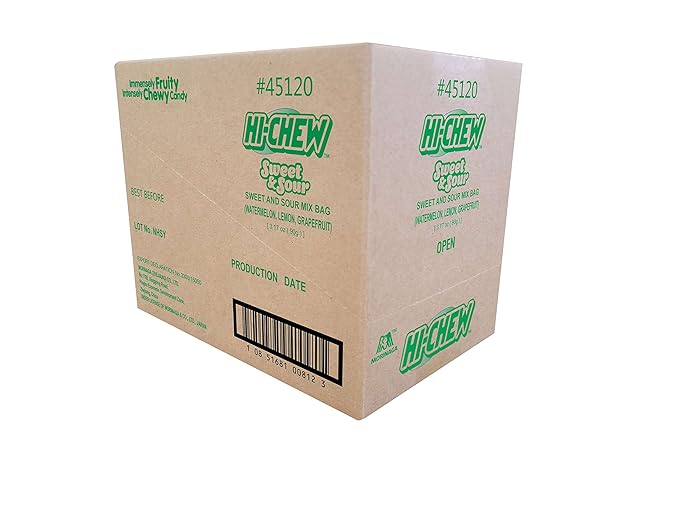 HI-CHEW Sweet & Sour Mix, Pack of 6 Bags, 3.17oz each - Watermelon Lemon Grapefruit | Unique Fun Soft & Chewy Halloween Candy, Immensely Juicy Fruity Candy Flavors, Individually Wrapped for Sharing