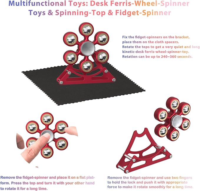 Desk-Fidget-Toys for Ferris-Wheels-Spinner: 4mins Metal Kinetic-Spinner Cool-Gadgets for Office Home School Christmas, EDC-Toy ADHD Tools Cool-Stuff Stress Relief Gift for Kid Children Teen Adult