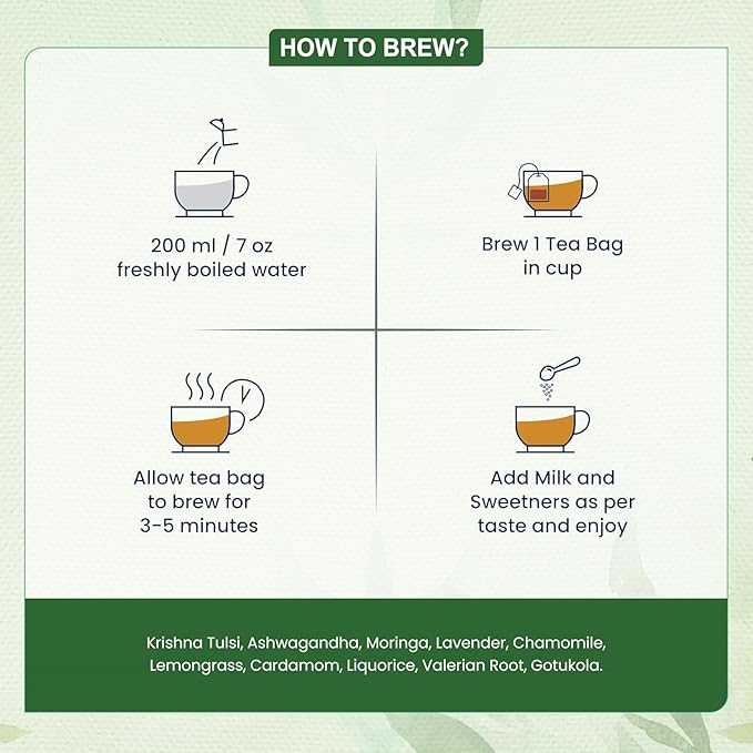 Dabri Sleep Easy Wellness Tea Bags 16 pyramid Tea bags | Rich Blend of Antioxidants Properties | Natural ingredients | Tulsi Herbal Tea (16 pyramid bags)