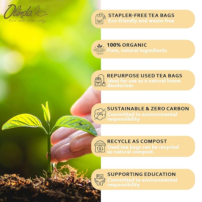 Olinda Turmeric Rooibos and Pepper Herbal Tea Organic Caffeine Free Tea for Weight Loss Detox and Antioxidant Support 28 Tea Bags Hot or Cold Brew