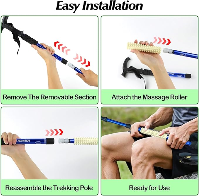 Trekking Poles Massage Roller for Hiking – Ultra Light Muscle Recovery Tool for Hikers & Backpackers – Fits Most Hiking Poles with Removable Sections – Portable, Durable & Easy to Use (2 Pcs)