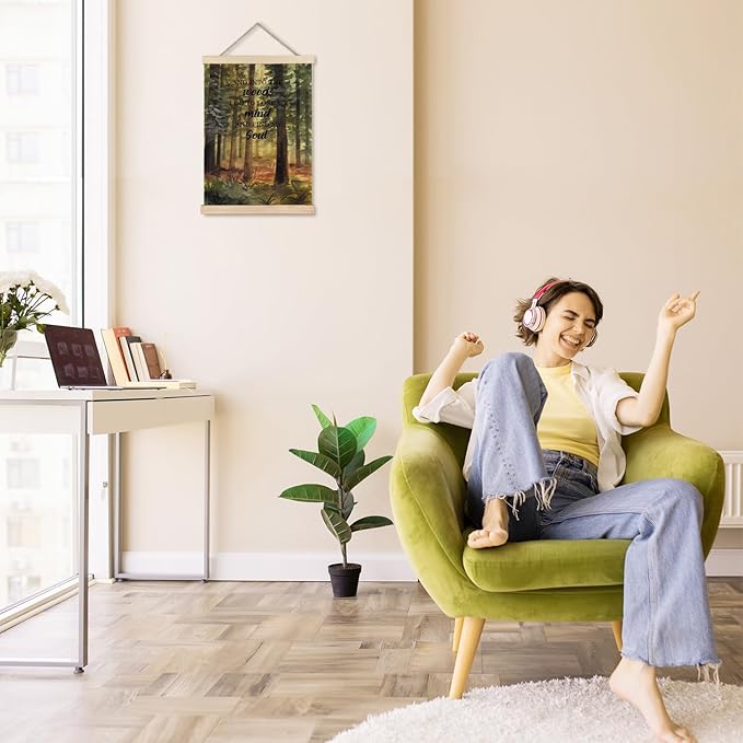 Exqcom Inspirational Wall Decor, And Into the Woods I Go to Lose My Mind and Find My Soul Wall Art Poster, Motivational Woodland Forest Posters for Home Office Church, 12x16 Inches