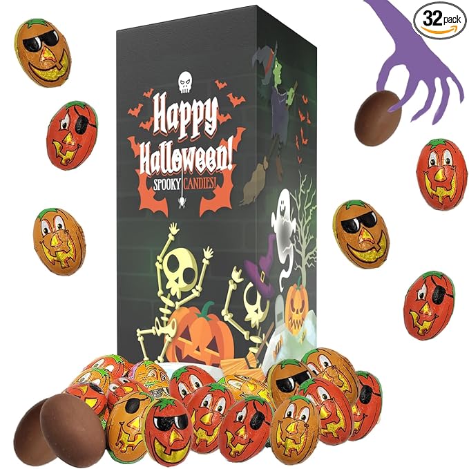 Fruidles Halloween Trick-Or-Treat Party Bag Fillers Pumpkin Pals, Individually Wrapped in Pumpkin Face Design Foils, Kosher Certified (2 Pounds) - Multicolor