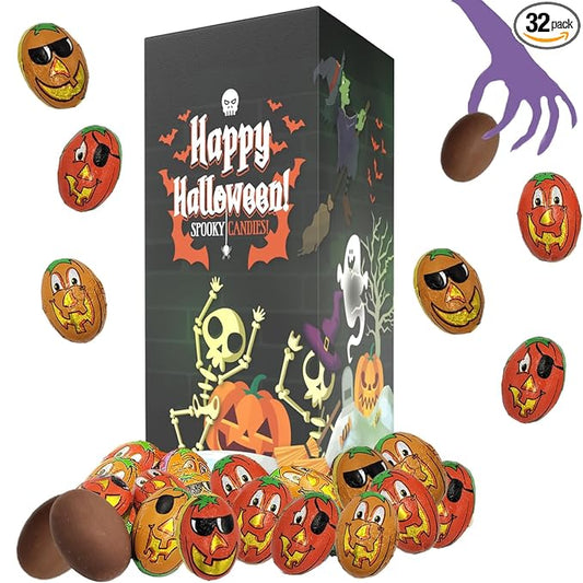 Fruidles Halloween Trick-Or-Treat Party Bag Fillers Pumpkin Pals, Individually Wrapped in Pumpkin Face Design Foils, Kosher Certified (2 Pounds) - Multicolor