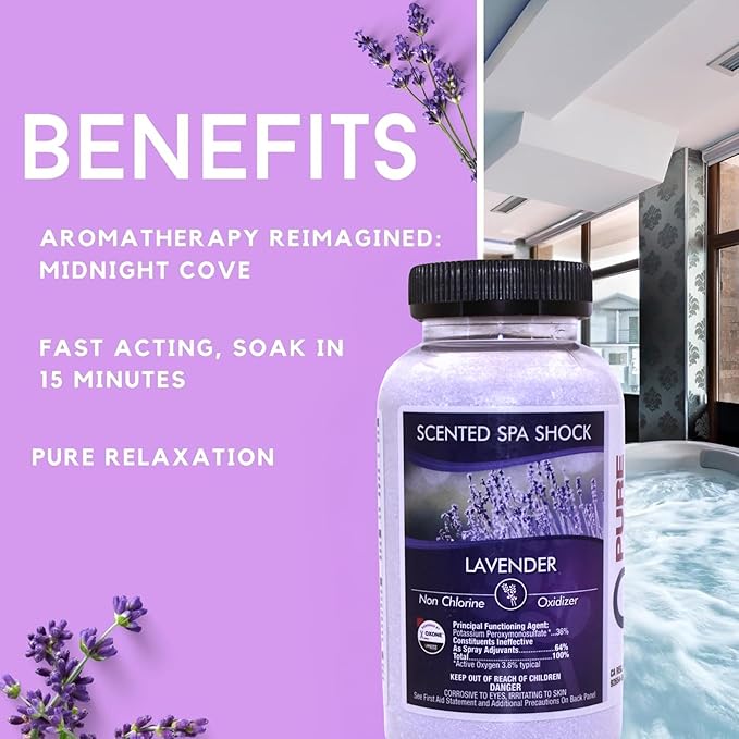 Lavender Aromatherapy Spa Shock Granules | Non-Chlorine Oxidizer for Spa & Hot Tub | Compatible with Bromine & Chlorine Tablets | Neutralizes Odors & Enhances Water Clarity, 2 lbs (Pack of 1)