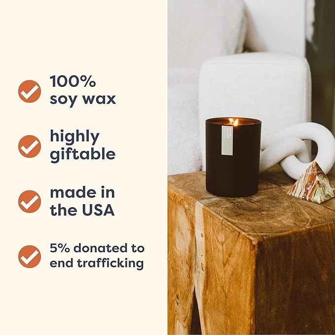 Calyan Wax Co. Soy Wax Candle, Lavender + Bergamot Scented Candle, 75 Hour Burn Time, Aromatherapy Soy Candles, Non Toxic & Vegan Soy Wax, Black Tumbler Scented Candles, 10.2oz