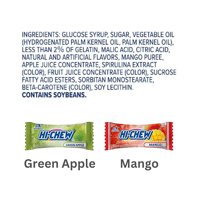 HI-CHEW Green Apple & Mango Mix, Pack of 8 Bags, 1.94oz each - Green Apple & Mango, Unique Fun Soft & Chewy Halloween Candy - Immensely Juicy Fruity Candy Flavors - Individually Wrapped for Sharing