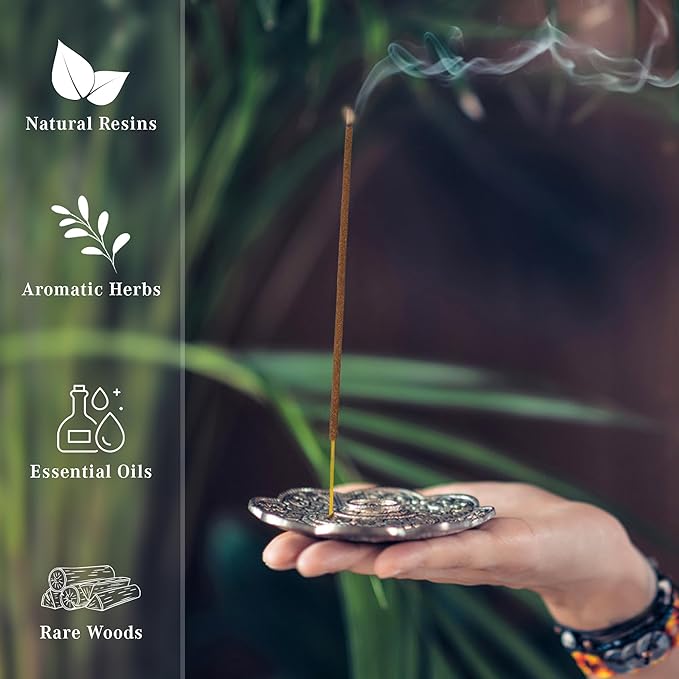 Sandalwood Incense Sticks Hand Dipped 100 Sticks with Natural Herbs & Aromatic Ingredients, Burn Time 45 to 60 Minutes, Incense for Positivity, Yoga, Meditation, Relaxation, Gift for Women