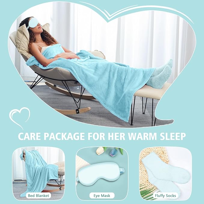 Get Well Gifts for Women, Thinking of You Gift Basket, Unique Self Care Package Relaxing Spa Gift Set, Birthday Gifts Box for Woman, Mothers Day Gifts for Mom Her Friend Wife Sister, Blue