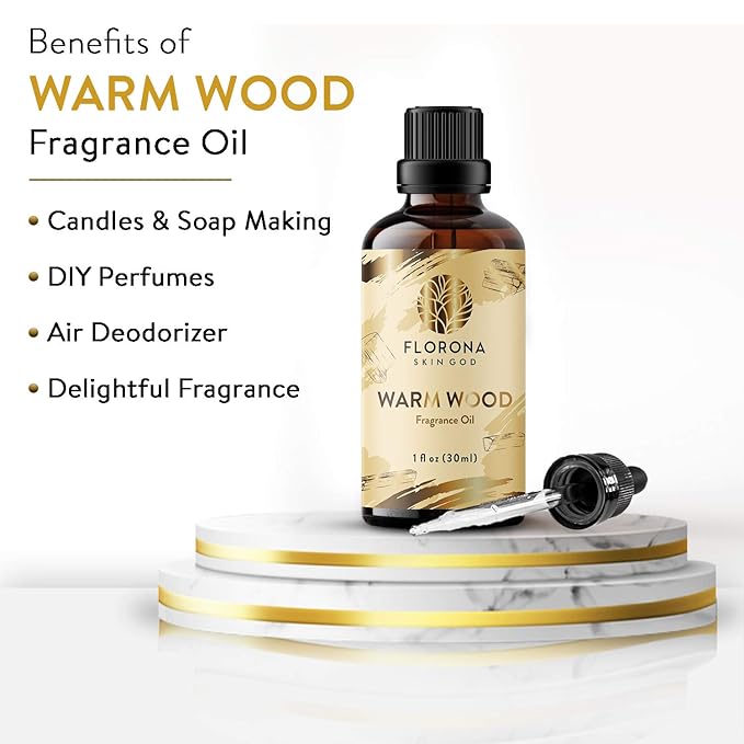 Florona Warm Wood Premium Quality Fragrance Oil - 1 fl oz for Soap Making, Candle Making, Diffuser Aromatherapy