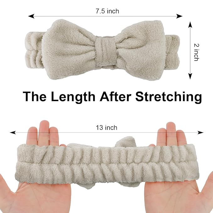 Casoty 6 Pcs Spa Headbands, Hair Holder for Washing Face, Soft Coral Fleece Facewash Headband, Bow Hair Bands, Beauty Headbands for Face Washing Shower Skin Care Yoga