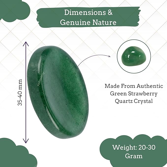 Green Strawberry Worry Stones – Crystal Thumb Worry Stone for Anxiety, Stress – Relaxing and Soothing Balance Stones for Meditation, Stress Relief – Healing Stones and Crystals for Men and Women