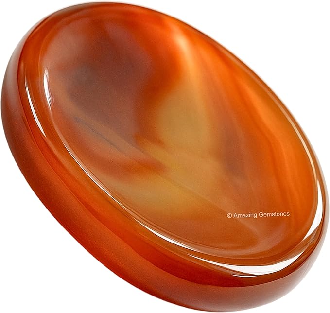 Amazing Gemstone Carnelian Worry Stone Crystals and Healing Stones - Stress Relief Gifts - Piedra Crystal Fidget for Meditation, Relaxation - Unique Stocking Stuffers and Birthday Gifts