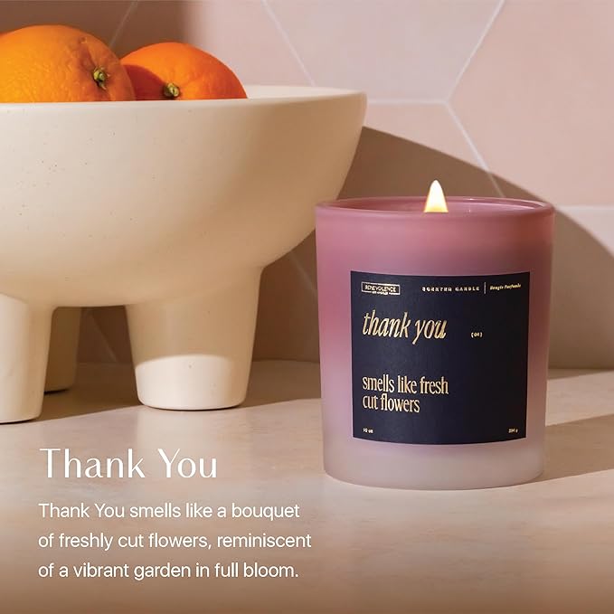 Benevolence LA Thank You Scented Candles | 10 oz, 40-50 Hour Burn, Thank You Gifts for Women, Men Coworkers | Appreciation Gifts for Best Friend | Spring Candles - Smells Like Fresh Cut Flowers
