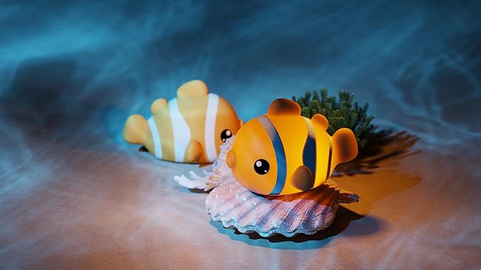 Clownfish Silicone Night Light for Kids – 3-Level Dimmable Tap Lamp with Timer, Soft BPA-Free Nursery Nightlight for Baby & Toddler, USB-C Rechargeable, Bedside Breastfeeding Light