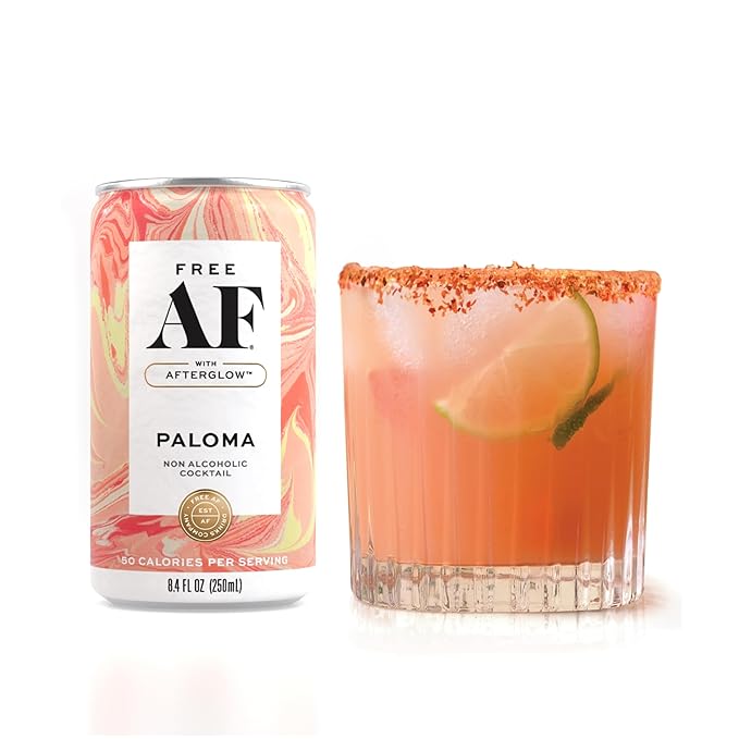 AF Drinks Non-Alcoholic Paloma | Alcohol Alternative Sparkling Cocktails with AFTERGLOW Botanical Warmth | Gluten-Free, Low-Calorie | 8.4 oz Cans (12-Pack)