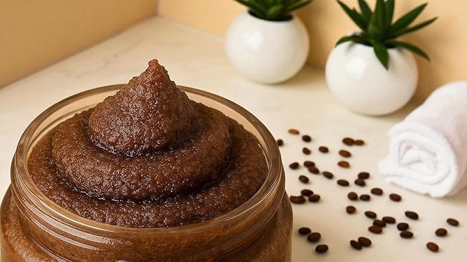 Exfoliating Sugar Scrub - Fruit Scented Exfoliating Body Scrub - Moisturizing Natural Face and Body Polish with Essential Oils - Gentle for Sensitive Skin - Coffee Beans, 8oz