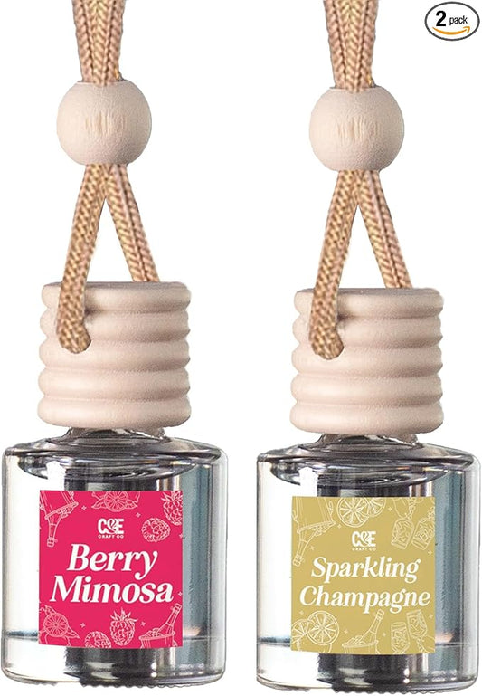 CANDECraftCo Car Air Hanging Fragrance Oil, Car Auto Freshener for Essential Oils, Scents Fragrance Aromatherapy Automobile Diffuser, Long Lasting (Berry Mimosa + Champagne)