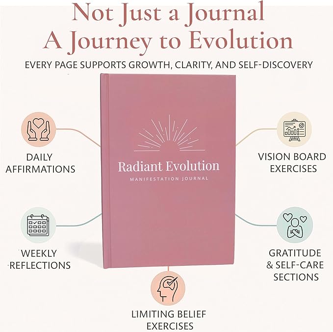 Manifestation Journal for Women - 12- Week Self Care Journal w/Vision Board, 100 Digital Affirmation Cards, Gratitude Prompts & Goal Setting, Meditation
