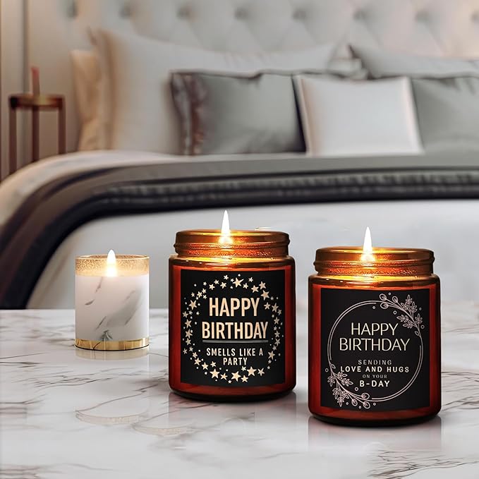 Funny Happy Birthday Gifts for Best Friend Women Men - Birthday Party Candle - Bday Presents for Mom Wife Sister Girlfriend Daughter Coworker - Relaxing Vanilla Ice Cream Soy Candle for Her