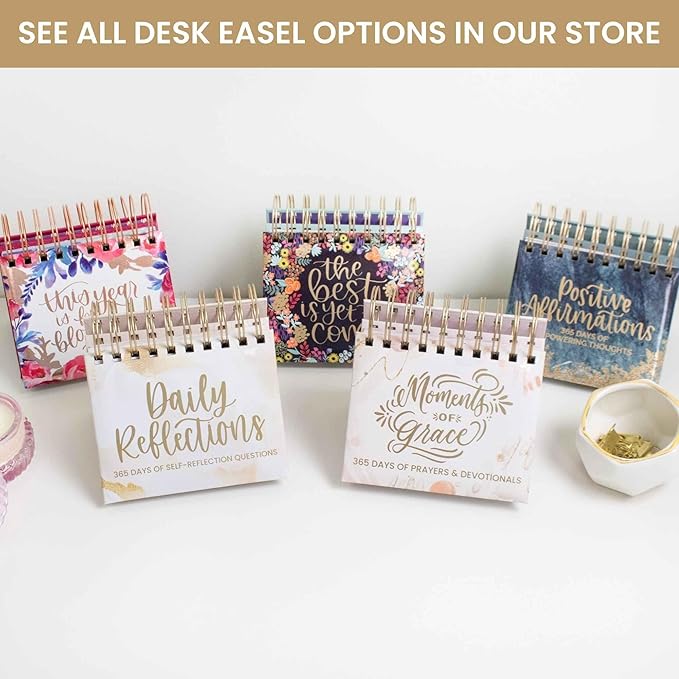 bloom daily planners x Writefully His Undated Perpetual Desk Easel - Religious Inspirational Standing Desktop Flip Calendar - Page a Day - (5.25" x 5.5") - Moments of Grace