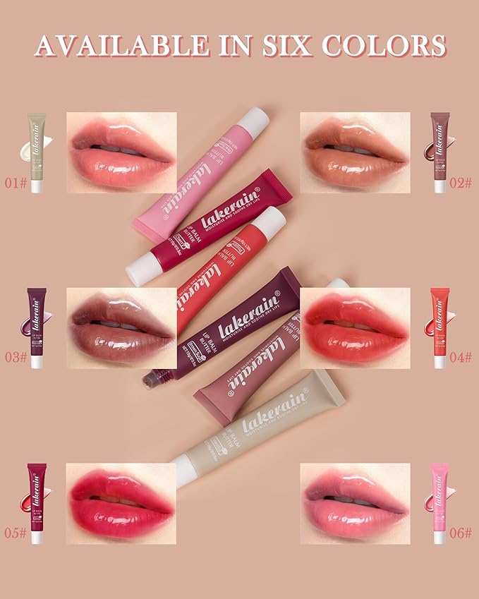 Butter Tinted Lip Balm-3 Colors Vanilla Beige Brown Poppy Pink Sugar Lip Gloss,Yummy Lip Stain Long Lasting, Hydrating Non-Stick Glow Reviver Lip Care Oil,Thanksgiving Makeup Gift for Women-Set B