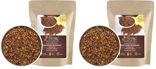 FullChea - Himalayan Tartary Buckwheat Tea - Roasted Black Buckwheat - Loose Leaf Herbal Tea - Caffeine Free - NON-GMO - Gluten Free - 100% Natural 8oz / 226g (Pack of 2)