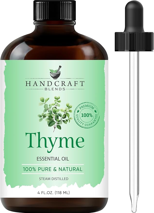 Handcraft Blends Thyme Essential Oil – Huge 4 Fl Oz – 100% Pure and Natural – Premium Grade Essential Oil for Diffuser and Aromatherapy, Skin, Massage, Candle and Soap Making Fragrance