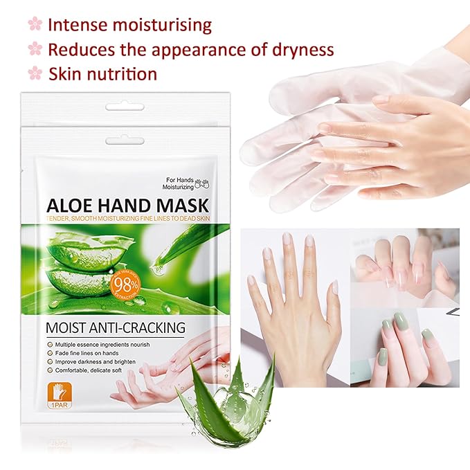 Hand Masks Moisturizing Gloves,6 Pairs Hydrating Hand Peel Masks Gift Set for Dry Cracked Hands Care,Long-lasting and Non-greasy Hand Moisturizer Gloves for Women N