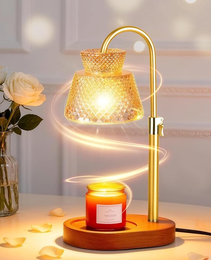 Candle Warmer Lamp with Timer Wax Melt Warmer, Dimmable Adjustable Height with Bulb for Jar Scented Candles, Home Decor Housewarming Birthday Gifts for Women Mom