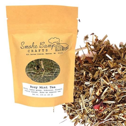 Smoke Camp Crafts Herbal Tea Blend - Rosy Mint Blend, 1 oz (28 g) - Valentine's Day, Lover's Tea