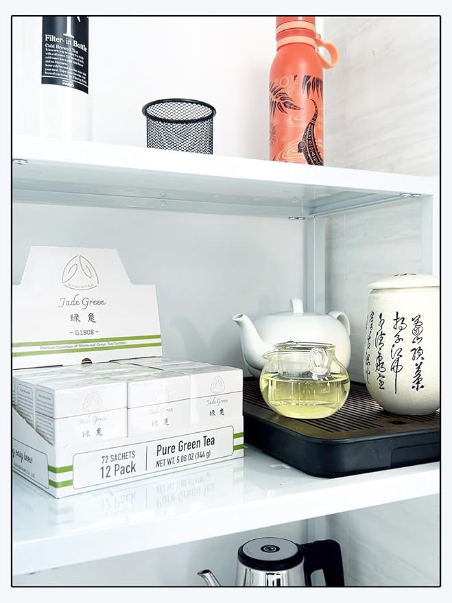 GTGLOTRA Full-Leaf Green Tea, 72 Pyramid TeaBags(12 Pack), Easy Brew, 100% Natural, Pure Leaf Biodegradable Tea, Caffeine Alternative to Coffee, Whole Leaf Tea Sampler, Family Size, Gifts, Office Reception&Daily Consumption