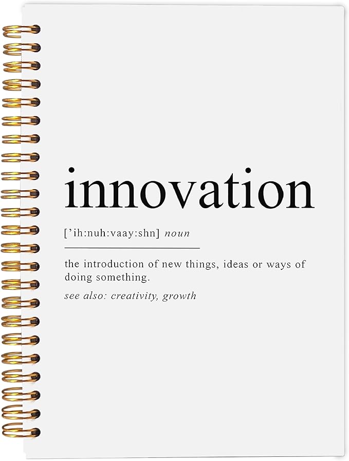 Innovation Definition Inspirational Notebooks, Motivational Journal for Work, Inspirational Gifts for Coworkers Women Men, Inspiring Creativity Spiral Notebooks 5.5x8.3 Inch