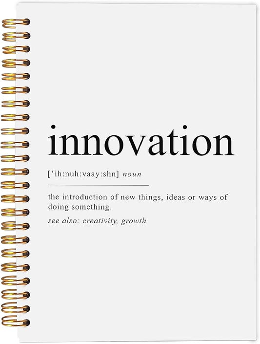 Innovation Definition Inspirational Notebooks, Motivational Journal for Work, Inspirational Gifts for Coworkers Women Men, Inspiring Creativity Spiral Notebooks 5.5x8.3 Inch