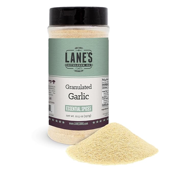 Lane's Granulated Garlic, All-Natural Granulated Garlic Powder, Perfect for Sauces and Dry Rubs Garlic Seasoning, Made in USA Garlic Granules, 10.5 Oz