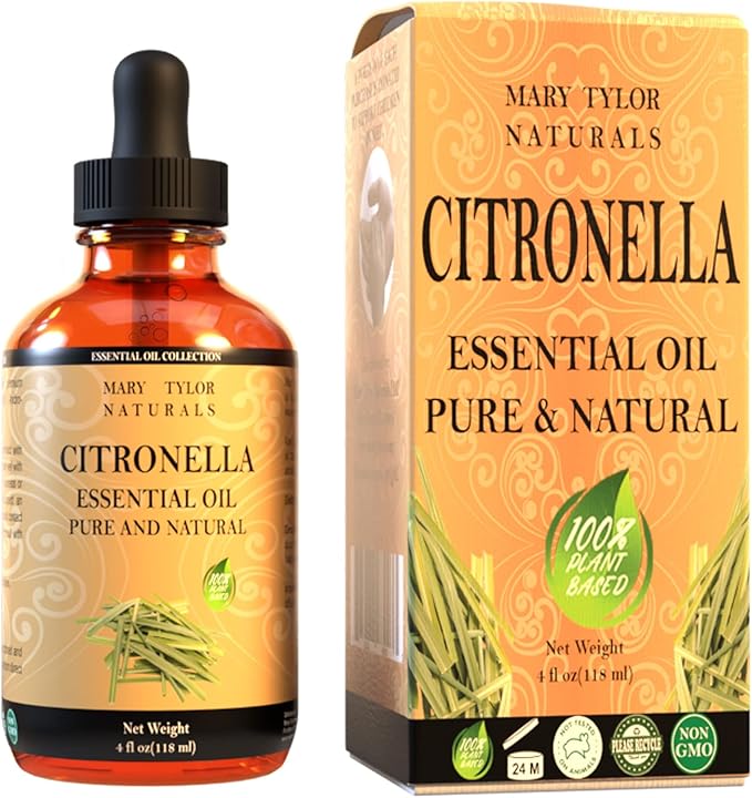 Citronella Essential Oil (4 oz) 100% Pure and Natural, Therapeutic Grade Perfect for Aromatherapy, Diffuser, DIY and More by Mary Tylor Naturals