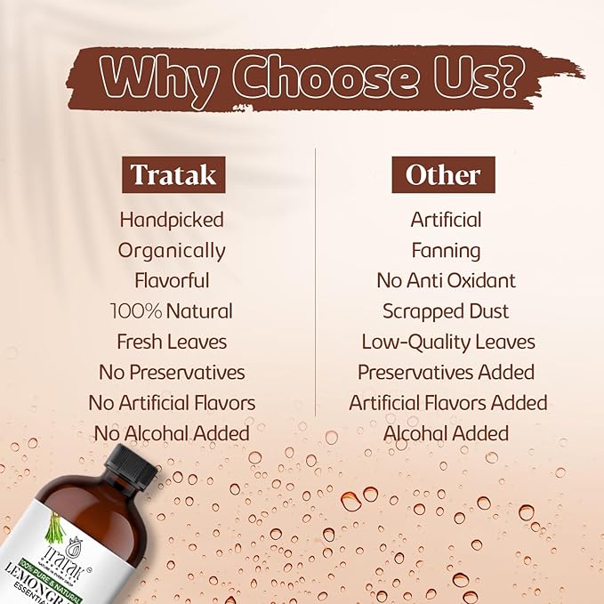 Lemongrass Essential Oil, 100% Pure and Natural Oil with Premium Glass Dropper, Undiluted Essential Oil for Aromatherapy, Diffuser, Humidifier, Oil for Skin & DIYs, Huge 4 fl oz (Pack of 2)