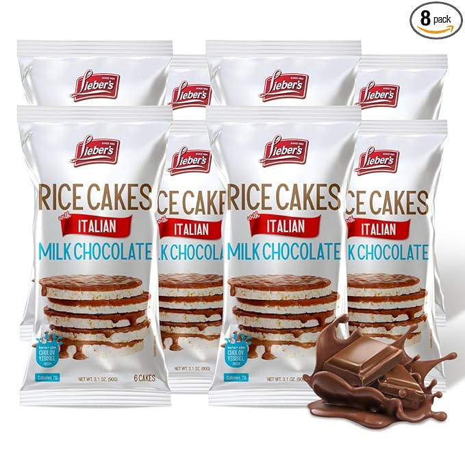 LIEBERS Milk Chocolate Rice Cakes, Kosher Certified Dairy, Gluten Free Snack (pack of 8) (Milk Chocolate)…