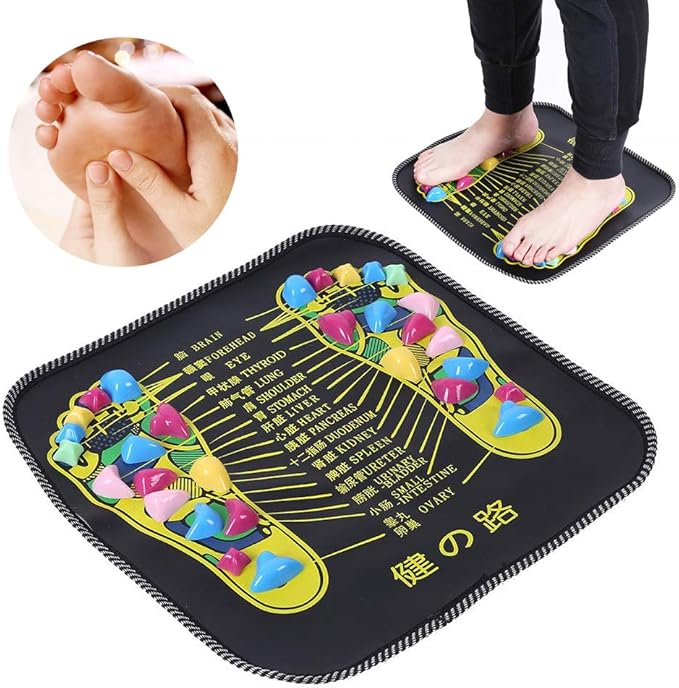 Foot Massage Mat,Acupressure Foot Mats,Reflexology Walk Stone Stone Road Foot Massage Black for Pain Relief