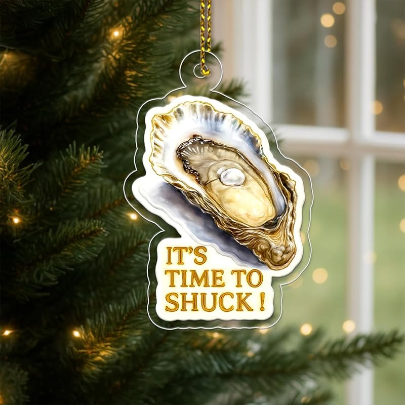 Funny Oyster Ornament, Gag Christmas Ornament, Seafood Lover Gift, Unique Holiday Decoration, Fun Keepsake for Foodies Acrylic Ornament – Personalized Christmas Tree Decoration,
