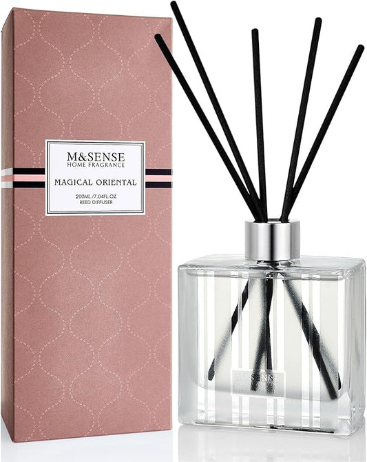 M&SENSE Magical Oriental Reed Diffuser Set - 7.04oz Diffusers for Home with Sticks, Shelf Decor for Bedroom Bathroom Office