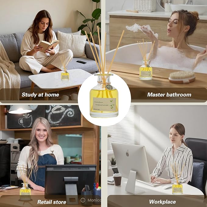 Gardenia Reed Diffuser 130ML - Floral Scented Oil for Home, Luxury Long-Lasting Fragrance in Decorative Glass Bottle with Aroma Diffuser Stick, Ideal for Living Room, Bedroom, Bathroom