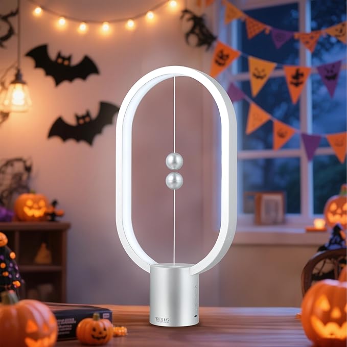Heng Balance Light, USB Powered LED Table lamp, Creative, Magnetic Switch Night Light, dimmable Eye Protection Table lamp, Used for Gifts, Decoration Bedside, Dormitory and Office(Silver)