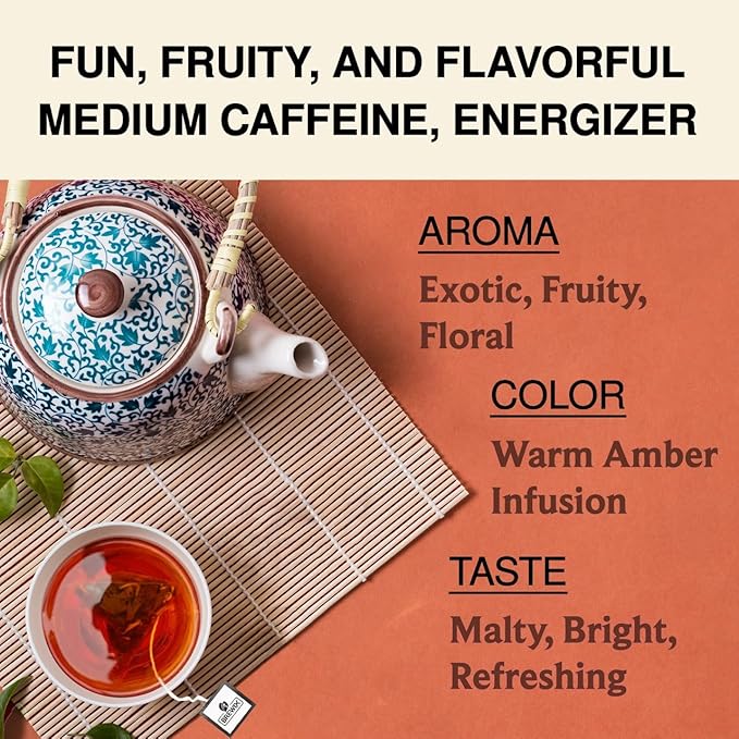 BREWIX, Peach Black Tea (50 Plant Based Pyramid Bags) | Premium Black Tea with Peach | Floral & Refreshing | Iced or Hot | Caffeinated And Sugar-Free