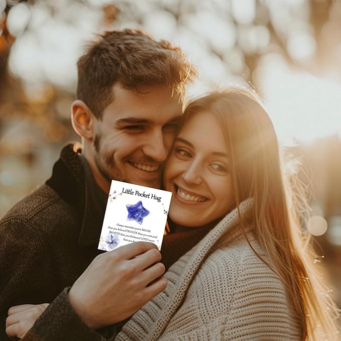 40 Sets Bulk Little Star Worry Stones Pocket Hug Token Gift Card for Friends Funeral Favors Encouragement Gifts for Women Adults Party Favors