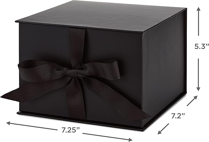 Hallmark Medium Gift Box with Lid and Shredded Paper Fill (Black 7 inch Box) for Weddings, Graduations, Birthdays, Father's Day, Groomsmen Gifts, All Occasion (Pack of 12)