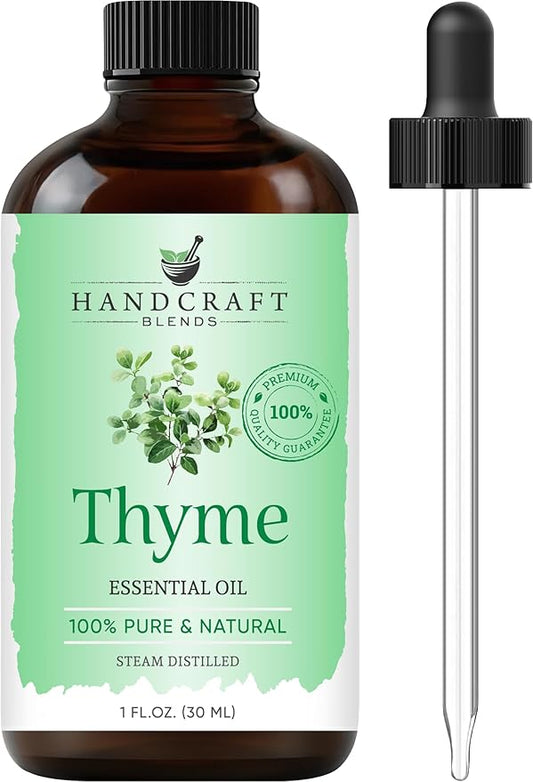 Handcraft Blends Thyme Essential Oil – 1 Fl Oz – 100% Pure and Natural – Premium Grade Essential Oil for Diffuser and Aromatherapy, Skin, Massage, Candle and Soap Making Fragrance
